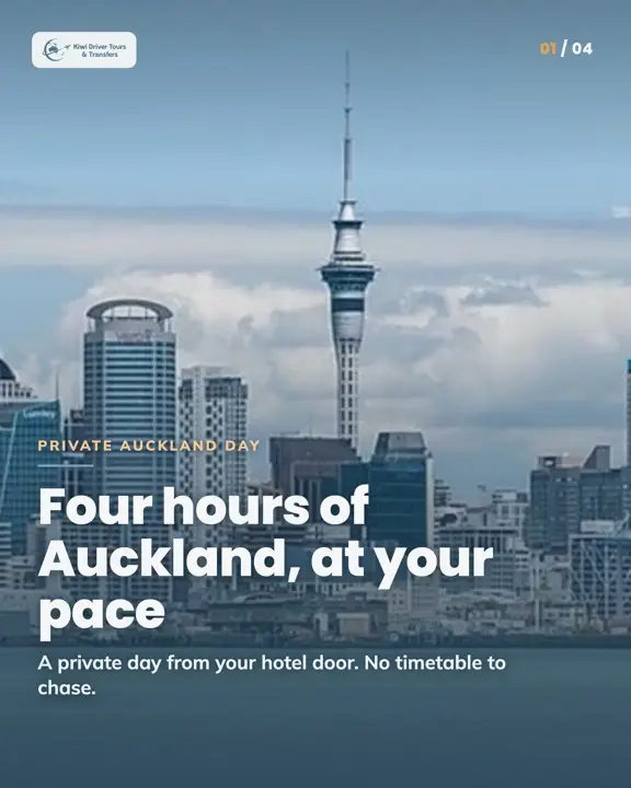 Instagram carousel cover for Kiwi Driver Tours: Auckland skyline