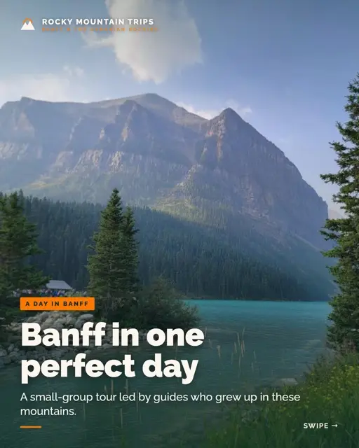 Instagram carousel cover for Rocky Mountain Trips: Banff lake and peaks