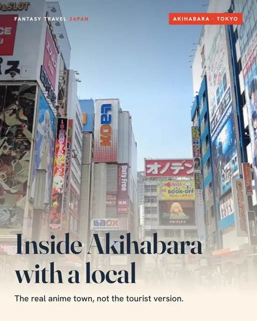 Instagram carousel cover for Fantasy Travel Japan: Akihabara street signs