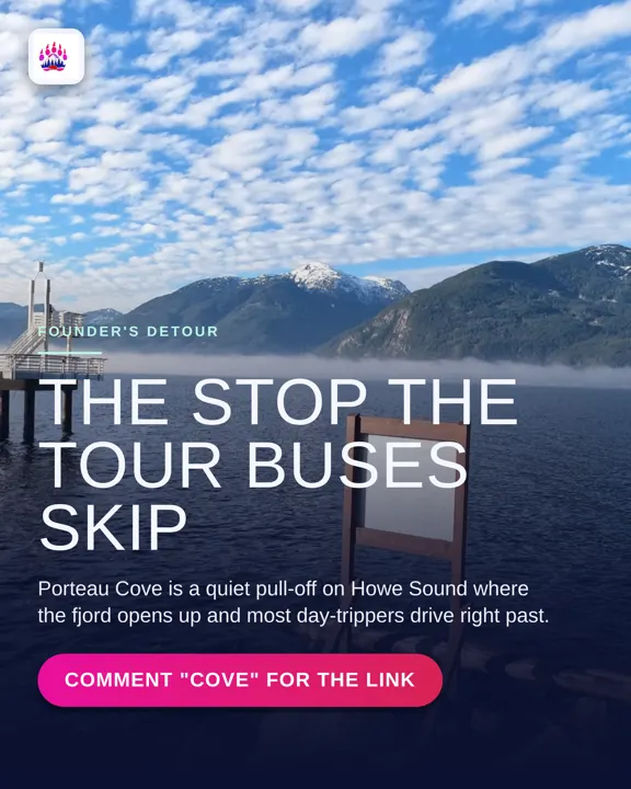Instagram post published for Bearly There Tours: Porteau Cove on Howe Sound, a stop on the Sea to Sky route