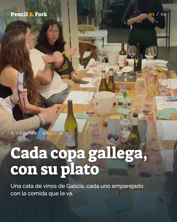 Instagram carousel cover published for Pencil & Fork: a Galician wine tasting with paired dishes in A Coruña